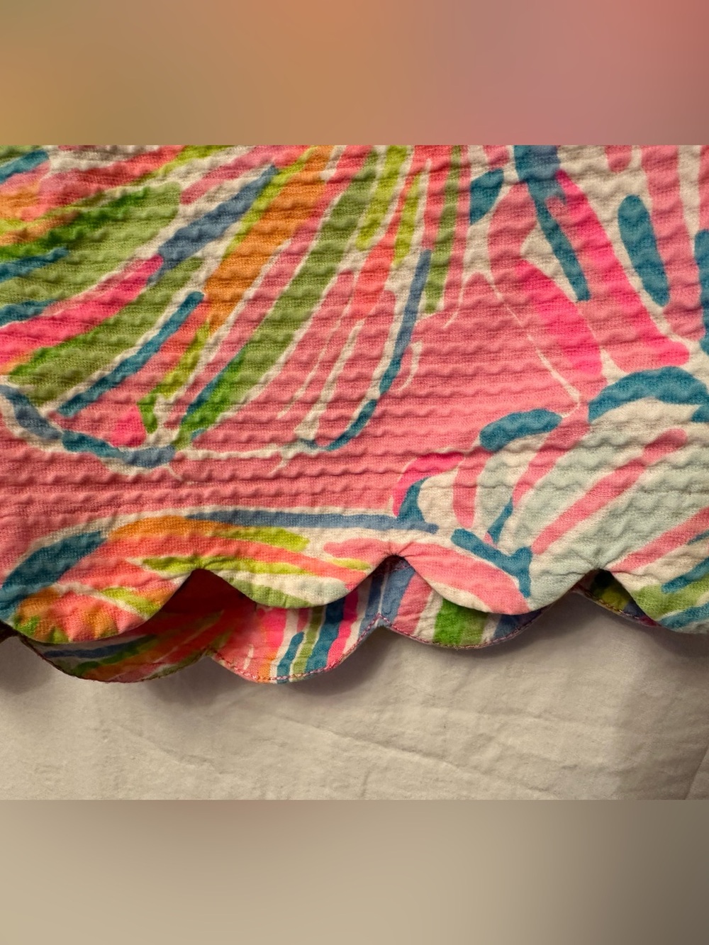 Lilly Pulitzer Buttercup Shorts Tropical Palm Scallop Hem Textured Cotton Size 0 - Picture 3 of 9